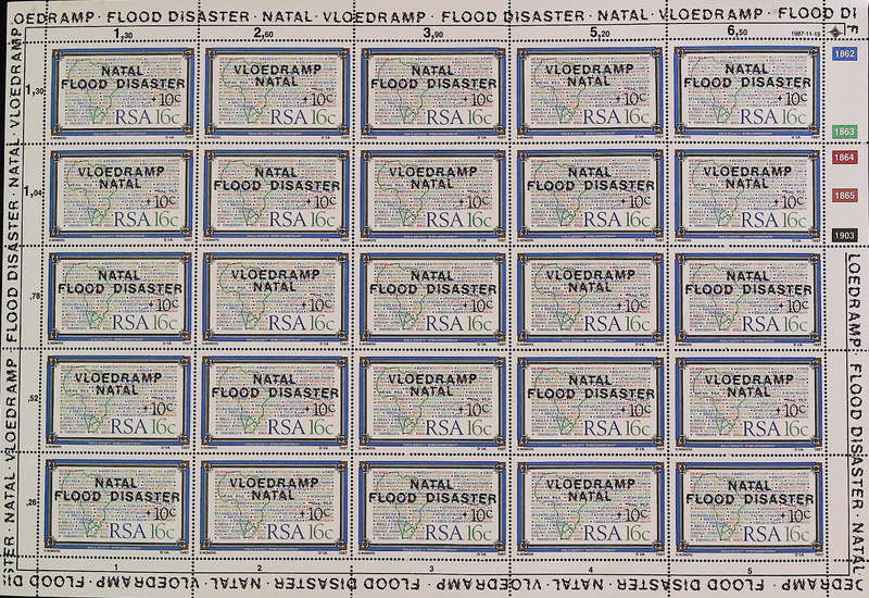 RSA 1987/11/19 Natal Flood Relief Fund (2nd Issue) Complete Sheet of 25