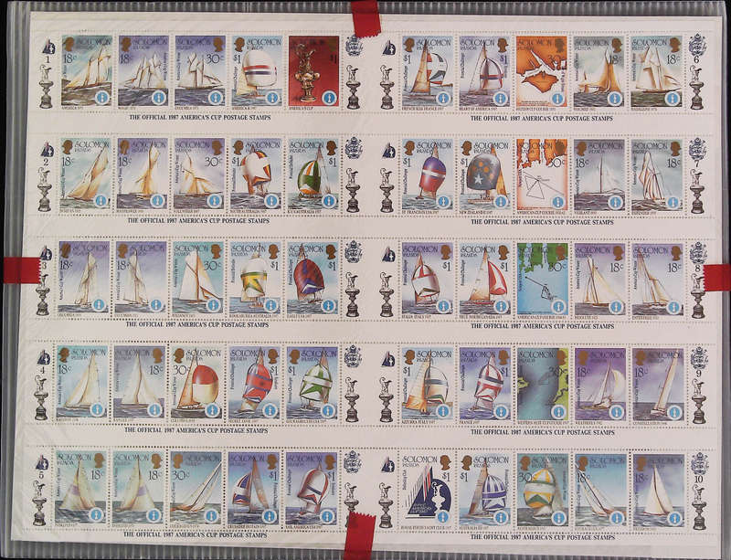 Solomon Islands 1986/08/22 The Official 1987 America's Cup Postage Stamps Complete Sheet of 50
