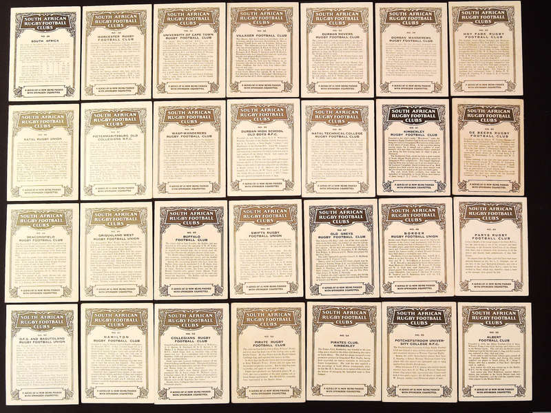 United Tobacco 1933 South African Rugby Football Clubs Complete Set 65 Cigarette Cards