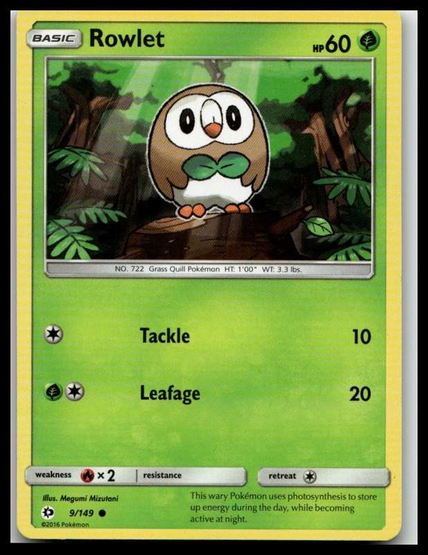 2017 Pokemon SM01 SM Base Set #9/149 Rowlet