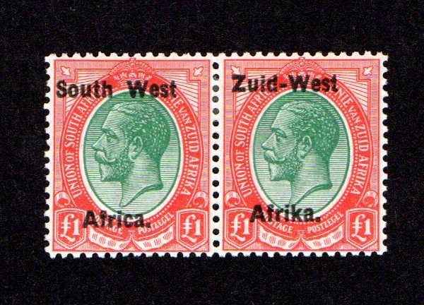 SWA 1923/01 Portrait of King George V Type I SACC 12 £1 pair (MM)