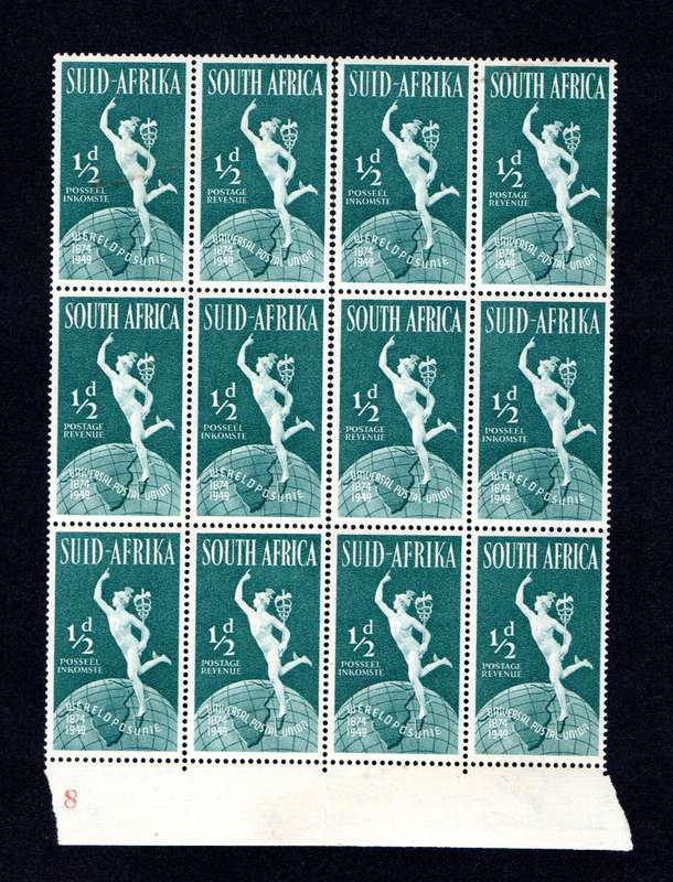 RSA 1949/10/01 75th Anniversary of Universal Postal Union ½d Wmk MSH *12 stamps