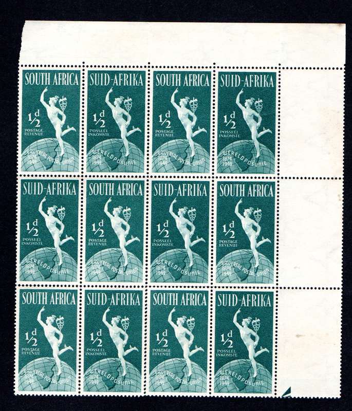 RSA 1949/10/01 75th Anniversary of Universal Postal Union ½d Wmk MSH *12 stamps
