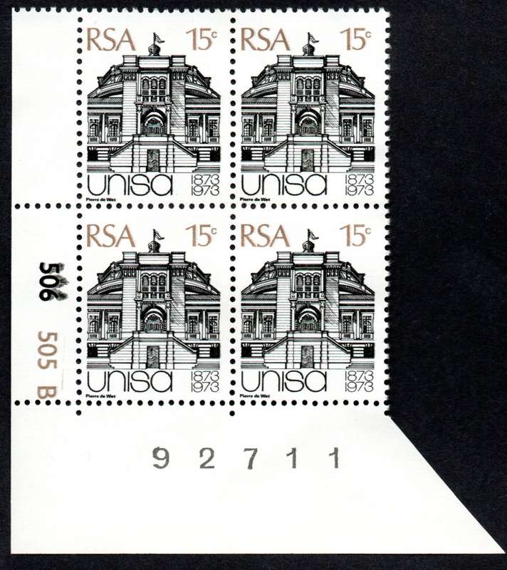 RSA 1973/04/02 Centenary of Unisa 15c Control Blocks Pane B