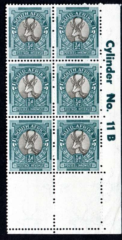 RSA 1947 Definitive Issue ½d Cyl No 11B Wmk Springbok Head *6 stamps