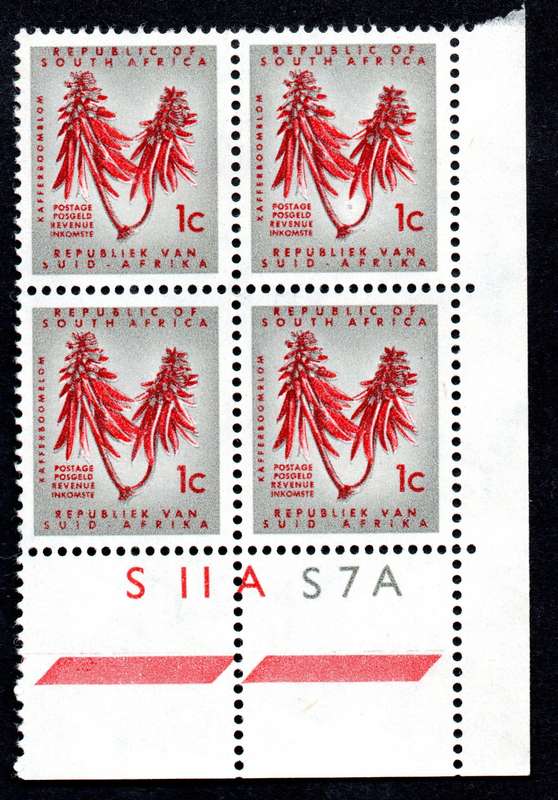 RSA 1962/01 Definitive Issue 1c Cyl No S11AS7A Wmk CoA