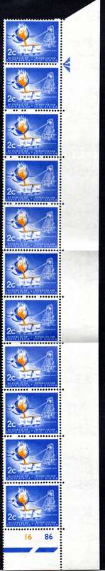 RSA 1961/05 Definitive Issue 2c Cyl No 16 86 Wmk CoA *11 Stamps