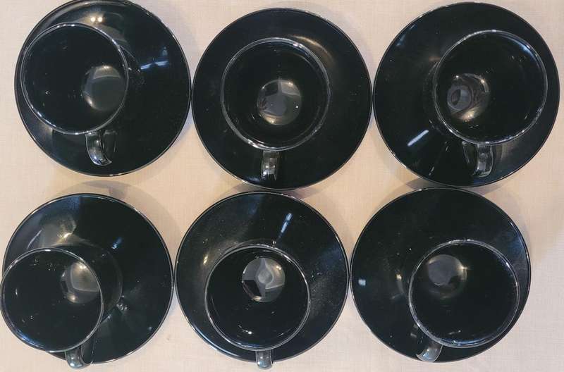 ARCORAC COFFEE SET MADE IN FRANCE- SIX DUOS IN BLACK