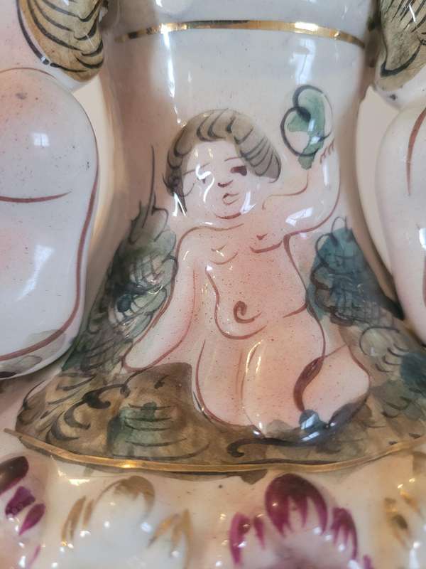 ITALIAN VERY ORNATE 3D CAMPODIMONTE FLOWER VASE-NUMBERED