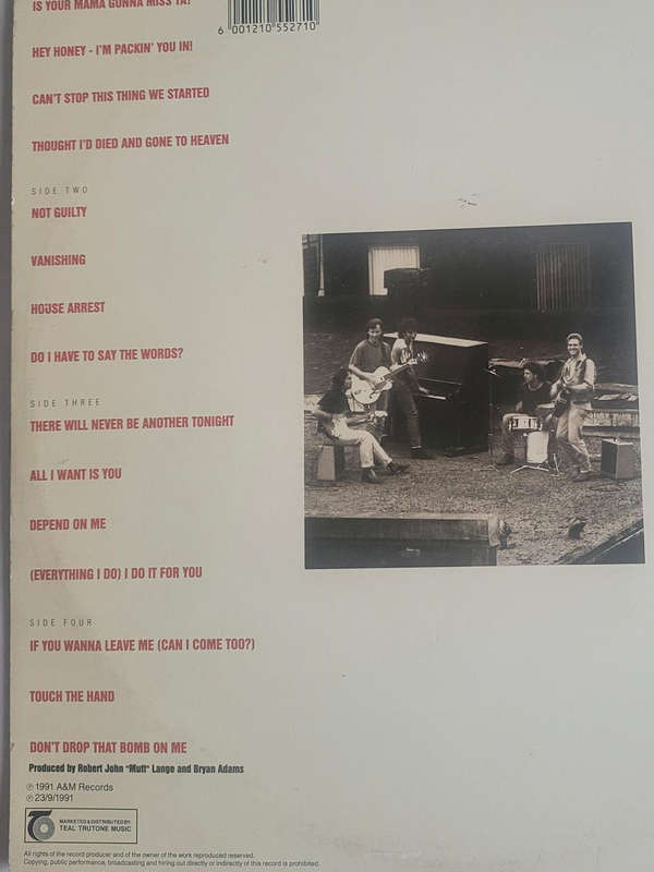 BRYAN ADAMS WAKING UP THE NEIGHBOURS DOUBLE VINYL ALBUM VG. COVER VG.  COOLECTORS ALBUM