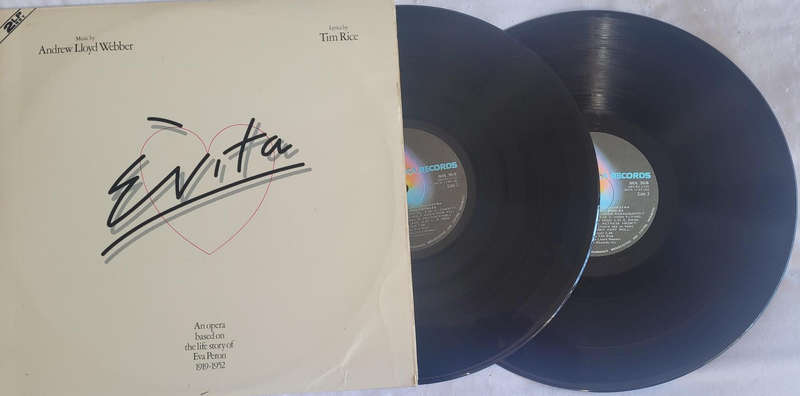 EVITA BY ANDREW LLOYD WEBBER AND TIM RICE-DOUBLE VINYL ALBUM IN VERY GOOD CONDITION-INCL BOOKLET