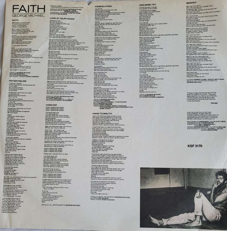 GEORGE MICHAEL FAITH VINYL 1987 EPIC INCLUDING WORDS AND PICTURE-VERY GOOD
