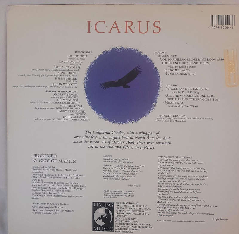 ICARUS-PAUL WINTER CONSORT (HIS BEST ALBUM EVER) VINYL VERY GOOD