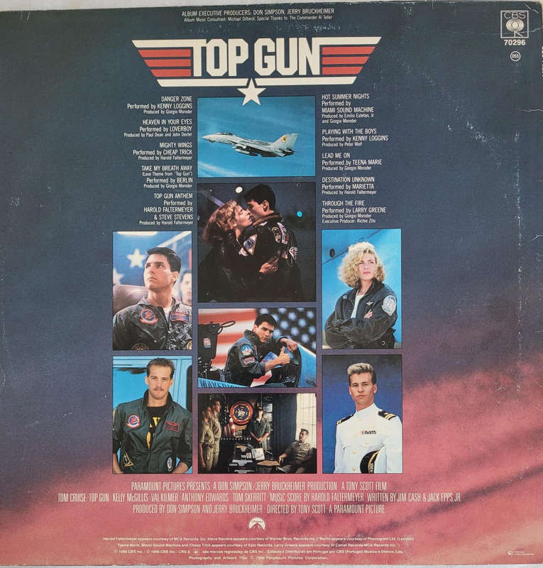 TOM CRUISE-TOP GUN THE ORIGINAL MOVIE SOUNDTRACK CBS 70296. VERY GOOD CONDITION-RARE