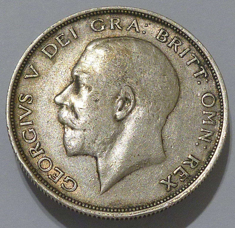 1914 Great Britain King George V Sterling Silver ½ Crown.