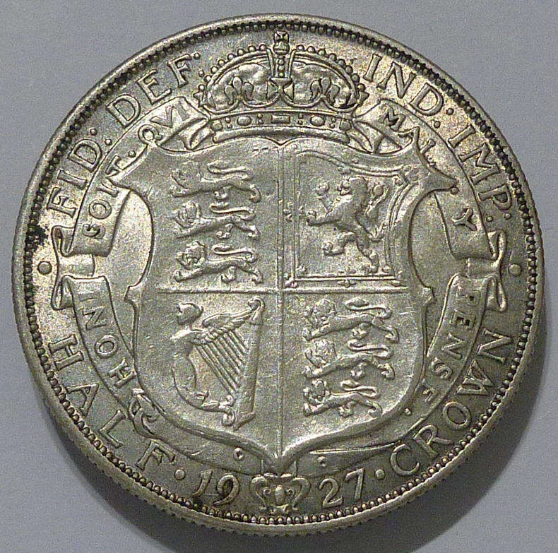 1927 Great Britain King George V Silver ½ Crown.