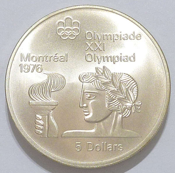 Canada 1976 Montreal Olympics 5 Dollars KM# 109 (no mint mark) Silver Proof Uncirculated-Investment!