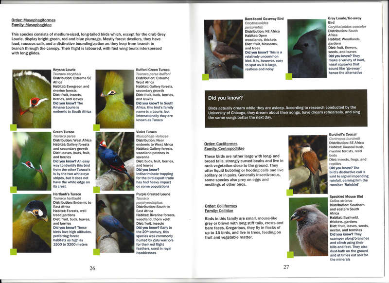 BIRDS of EDEN - BIRD IDENTIFICATION GUIDE. FREE FLIGHT BIRD SANCTUARY PLETTENBERG BAY, SOUTH AFRICA.