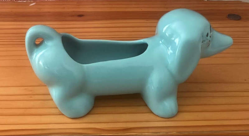 RARE! Vintage Porcelain Sausage Dog Figurine for Trinkets & Collectables