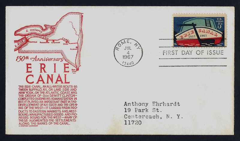 United States of America - 150th Anniversary Erie Canal. Rome NY Jul 4 1967 Rare First Day of Issue.