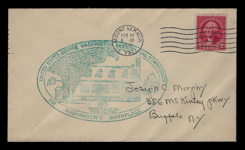United States George Washington Bicentennial Commision. Mount Vernon VA Feb 22 1932 First Day Cover.