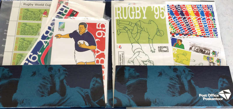 1995 RUGBY WORLD CUP COMMEMORATIVE PACK WITH FDCs, PCARDS, BOOKLETS + LOTS EXTRAS, PLS READ!!!