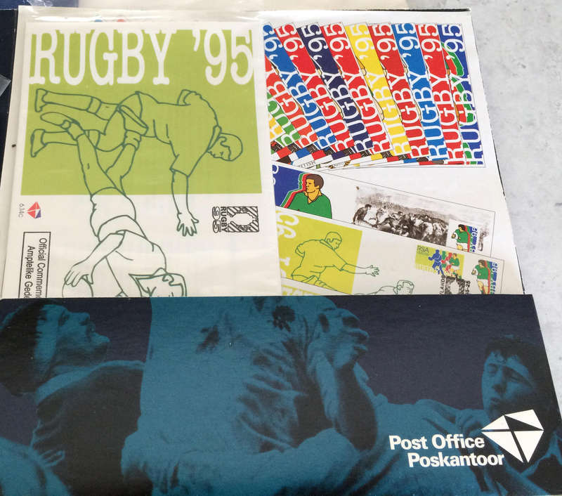 1995 RUGBY WORLD CUP COMMEMORATIVE PACK WITH FDCs, PCARDS, BOOKLETS + LOTS EXTRAS, PLS READ!!!