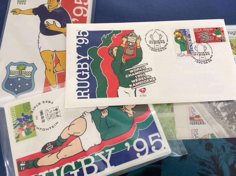 1995 RUGBY WORLD CUP COMMEMORATIVE PACK WITH FDCs, PCARDS, BOOKLETS + LOTS EXTRAS, PLS READ!!!