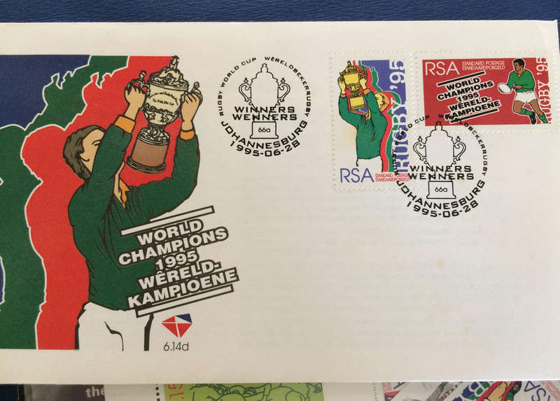 1995 RUGBY WORLD CUP COMMEMORATIVE PACK WITH FDCs, PCARDS, BOOKLETS + LOTS EXTRAS, PLS READ!!!