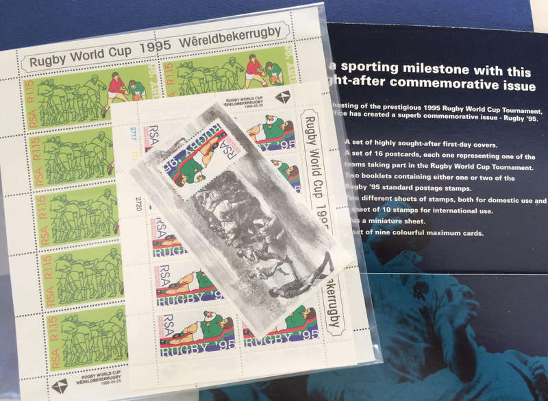 1995 RUGBY WORLD CUP COMMEMORATIVE PACK WITH FDCs, PCARDS, BOOKLETS + LOTS EXTRAS, PLS READ!!!