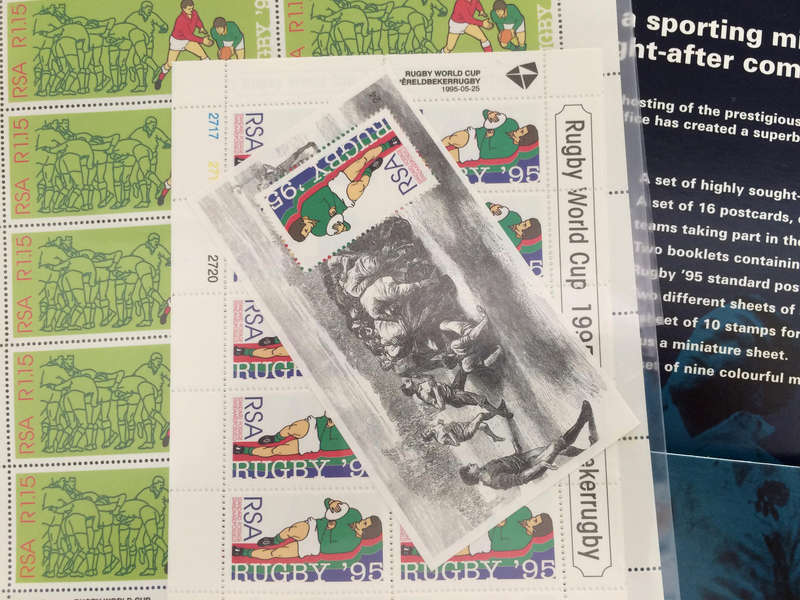 1995 RUGBY WORLD CUP COMMEMORATIVE PACK WITH FDCs, PCARDS, BOOKLETS + LOTS EXTRAS, PLS READ!!!