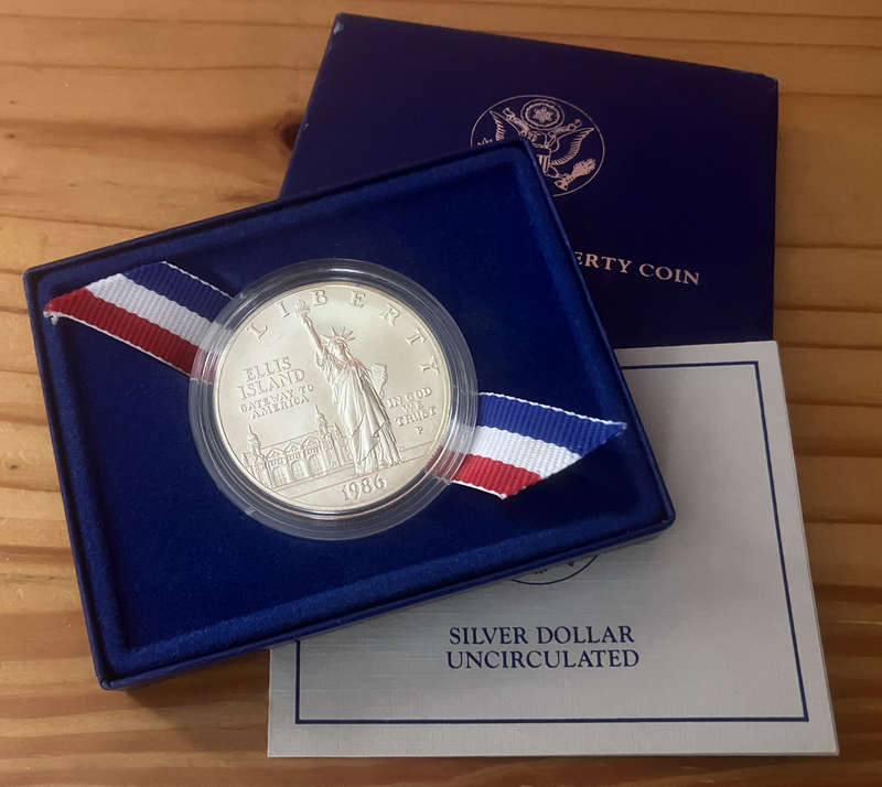 USA - 1986 Statue of Liberty Centenary Silver $1 One Dollar Coin with Box and COA