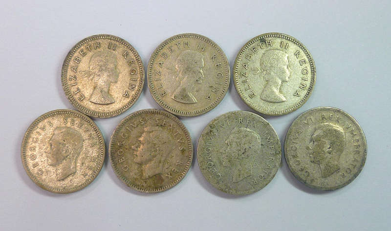 Old SOUTH AFRICA Silver Coin Lot - Threepence {3d}
