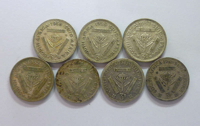 Old SOUTH AFRICA Silver Coin Lot - Threepence {3d}