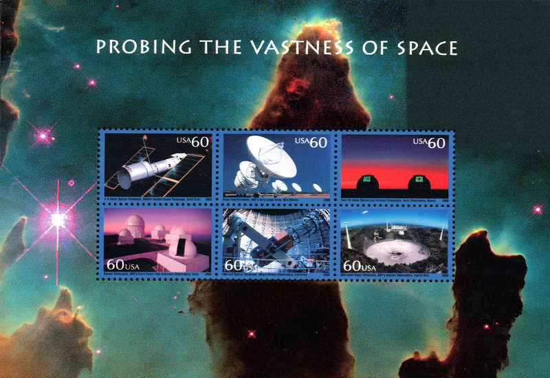 USA 2000 Probing the Vastness of Space: Full Pane of Six x 60 Cent Postage Stamps, Scott #3409.