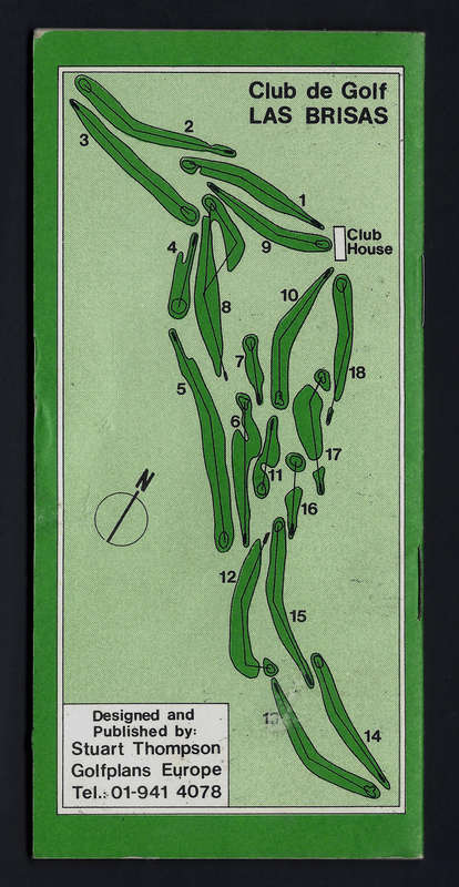CLUB de GOLF LAS BRISAS (Nueva Andalucia, Marbella, Spain) Rare Vintage Golfplan.