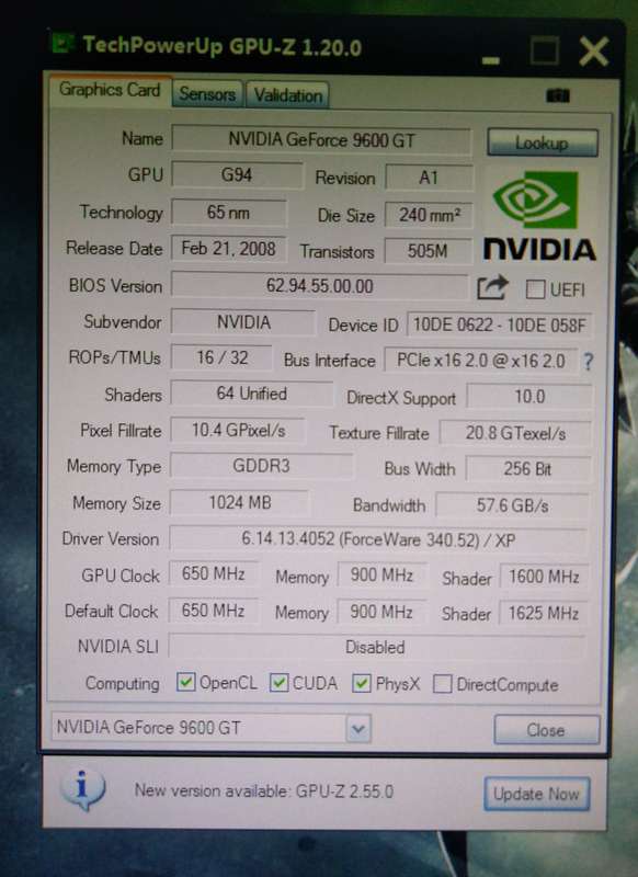 Inno nVidia GeForce 9600GT 1GB 256-Bit DDR3 SLI (2009)