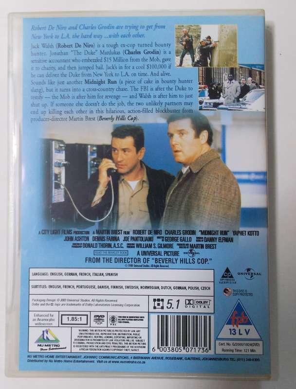 Midnight Run (Robert De Niro 1988) DVD