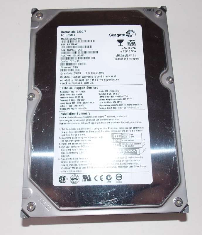 Seagate BarraCuda 60GB Hard Drive IDE 7200RPM (2003)