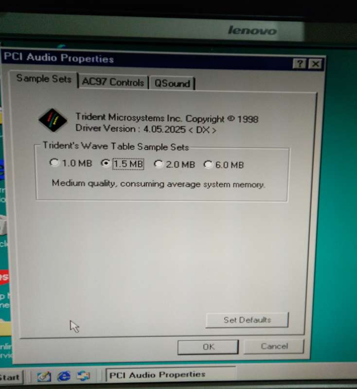 Trident SV750 4DWave-DX PCI Sound Card (1998)