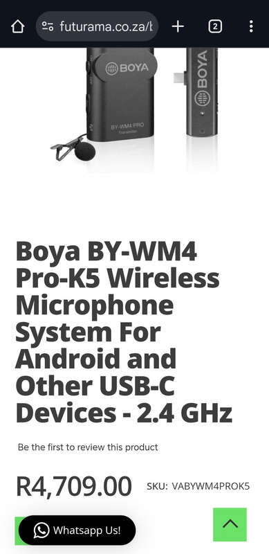 Boya BY-WM4 Pro-K5 Wireless Microphone System For Android and Other USB-C Devices - 2.4 GHz