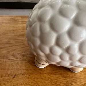 Cute fat sheep ceramic piggy bank from New Zealand