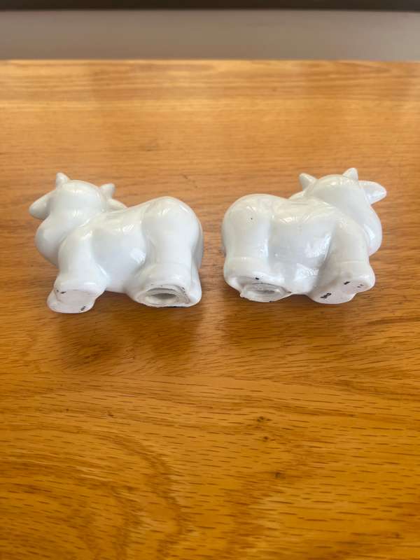 Little Cows kitchen collection.  Including white salt and pepper shakers