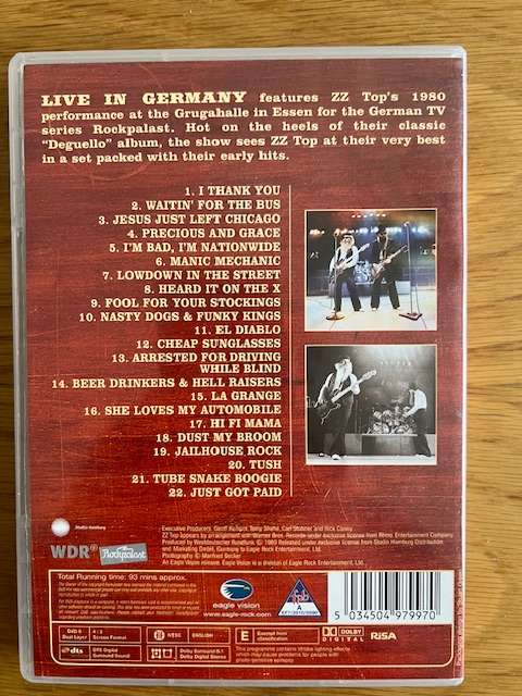 Music DVD: ZZ Top Live in Germany *1980*