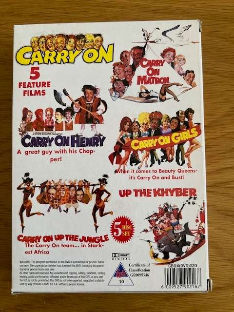 DVD: Carry On Film Collection.  Including 7 feature films (2009)