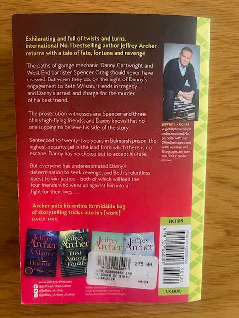 Book: Jeffrey Archer. A prisoner of birth