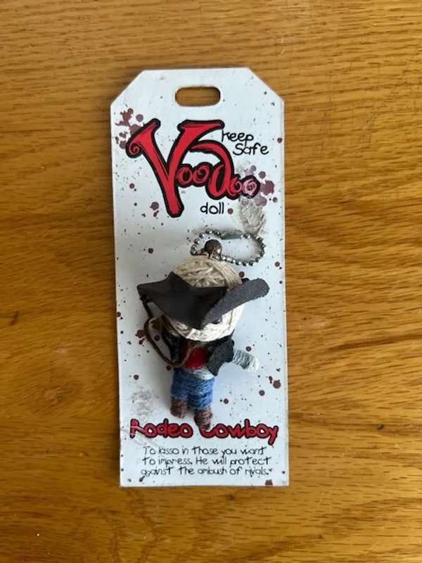 Funny little Keep Safe voodoo doll "Rodeo Cowboy"