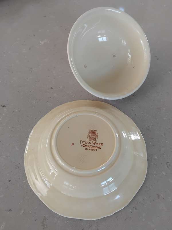 Antiques! Titian Ware - Royal Adams Ivory - Hand Painted Rd 459174 Lidded Vegetable tureen!
