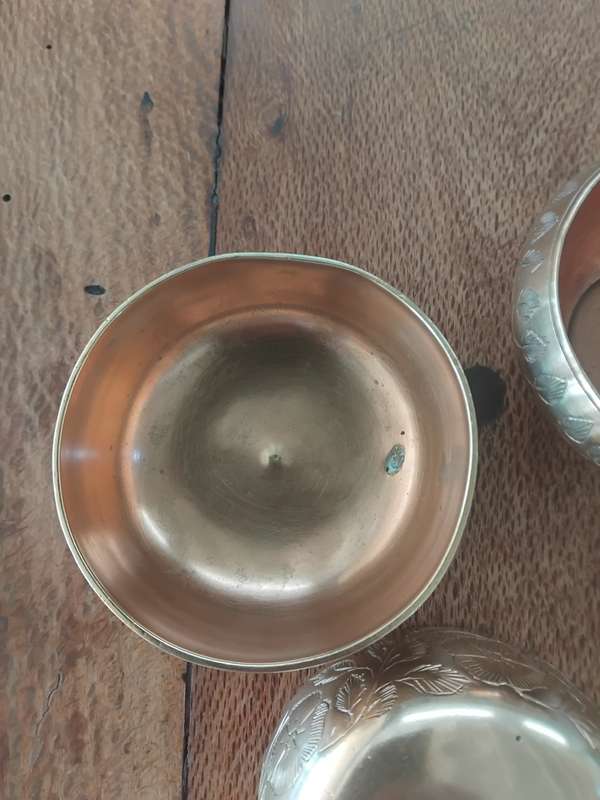 Carved Brass Indian trinket plates, small bowls, Indian bowl made in India.