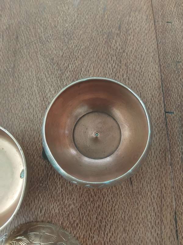 Carved Brass Indian trinket plates, small bowls, Indian bowl made in India.